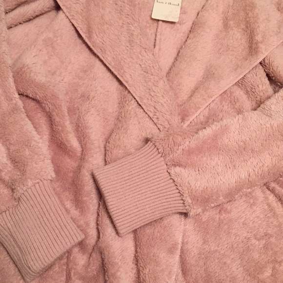 NEW Hem & Thread Blush Mauve Fleece Sweater Jacket - Picture 6 of 8